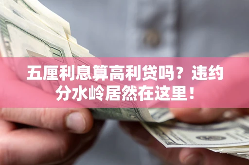 武汉五厘利息算高利贷吗？违约分水岭居然在这里！
